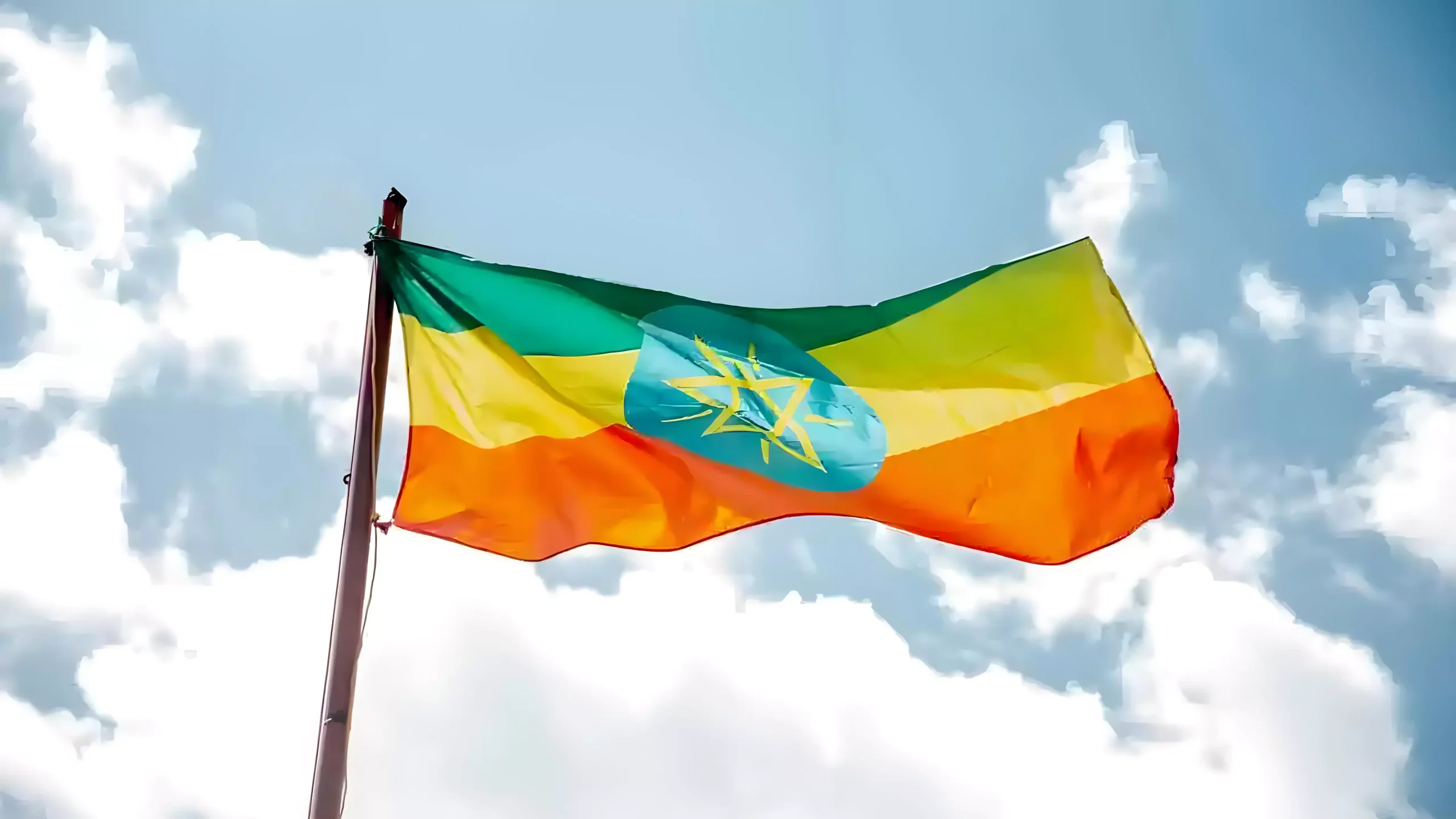 Ethiopian flag waving